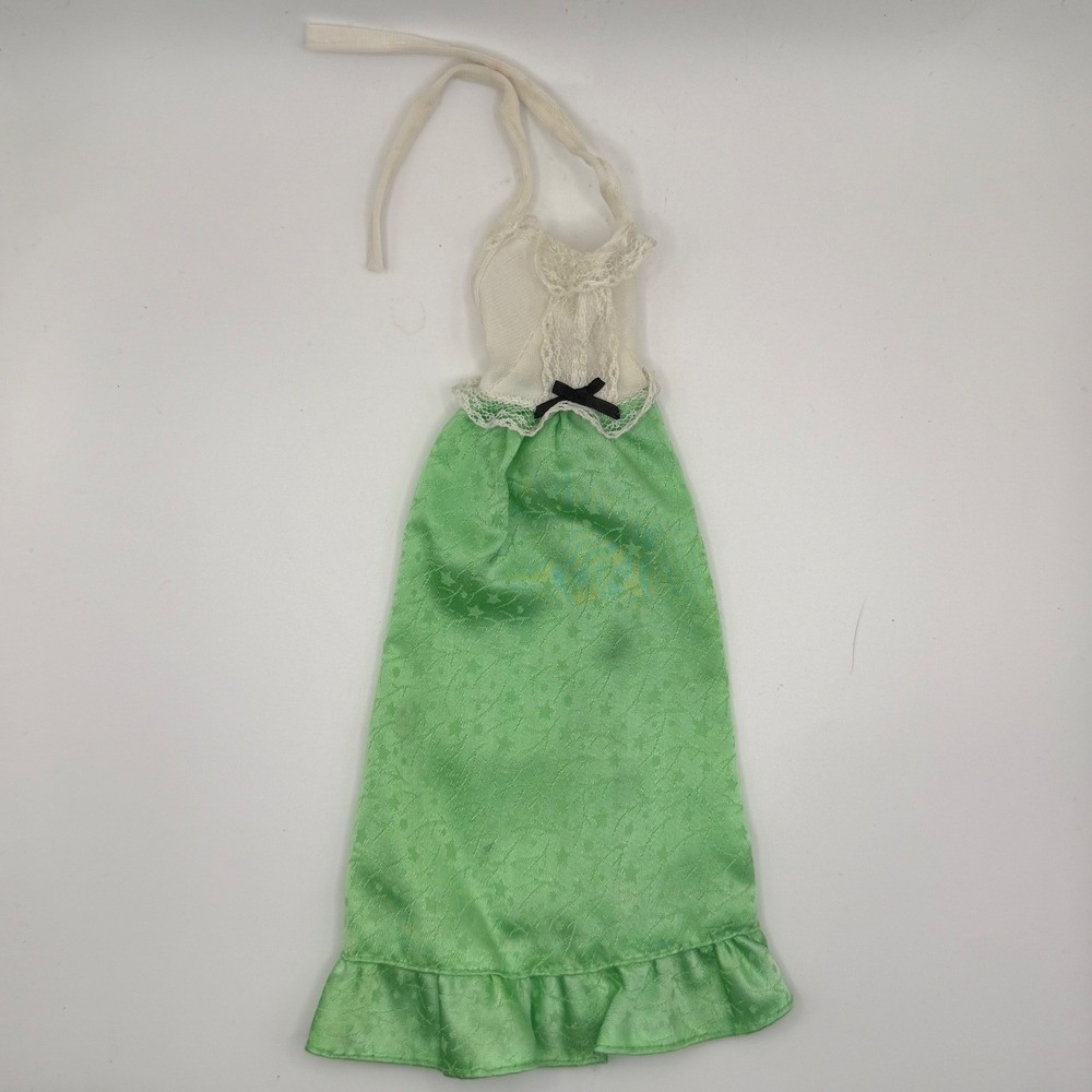 Vintage Barbie Dress 1977 Fashion Favorites #9620 Green Satin Halter Best Buy